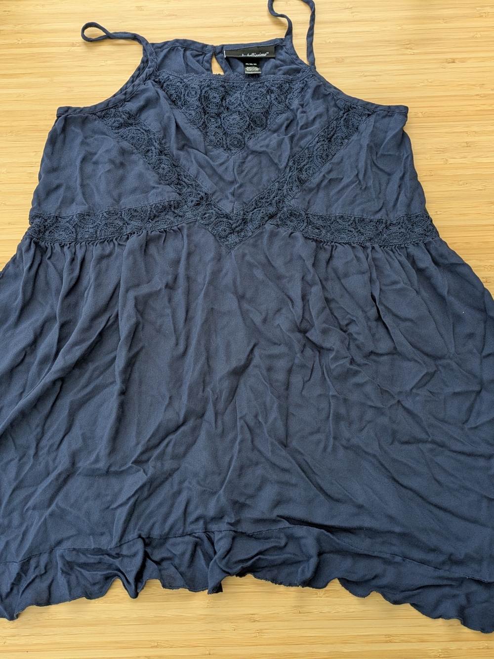 Wendy Bellissimo Maternity M Navy Crochet-Trim Tank